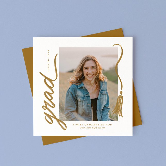 Simple Modern Tassel Graduation Announcement (Creator Uploaded)
