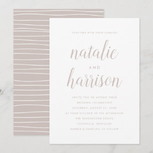 Simple Modern Taupe Script Wedding Invitation