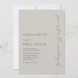 Simple Modern Taupe Wedding Invitation