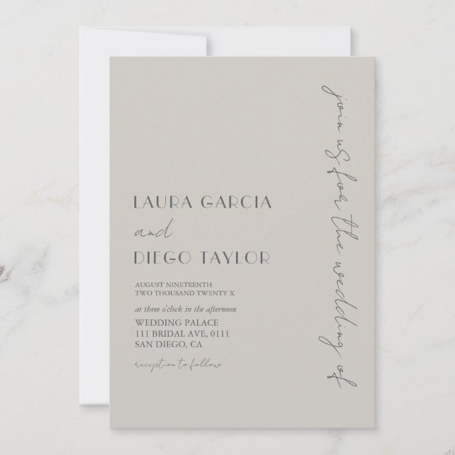 Simple Modern Taupe Wedding Invitation (Front)