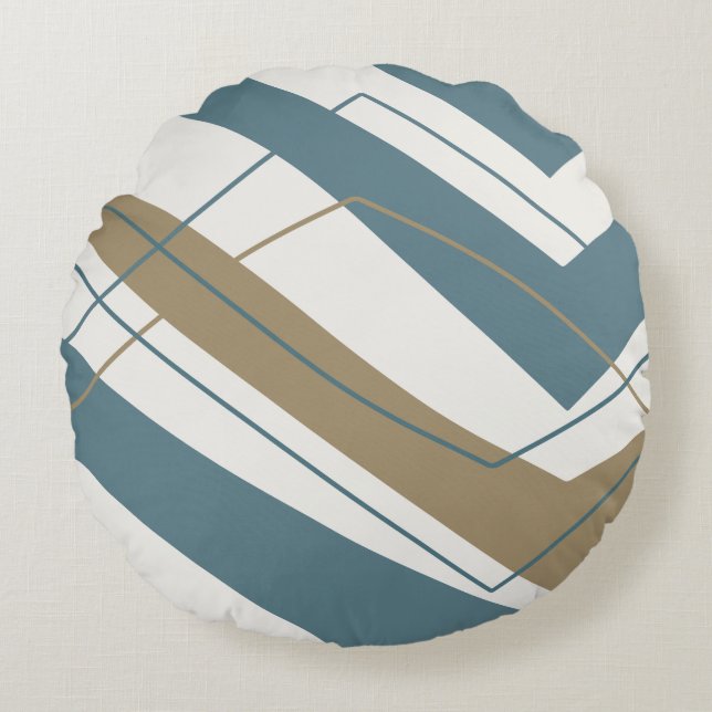 Simple Modern Teal Gold Round Pillow (Front)