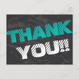 Simple Modern Teal Grey and Black Thank You Postcard