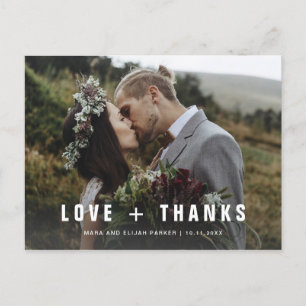 Simple Modern Text   Wedding Photo Thank You Invitation Postcard