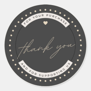 Simple Modern Thank You For Your Purchase Classic Round Sticker