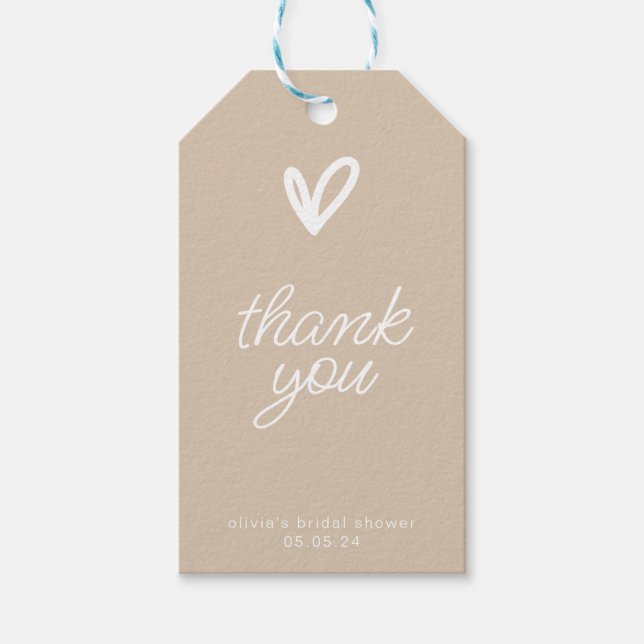 Simple Modern Thank You Tag with Heart (Front)