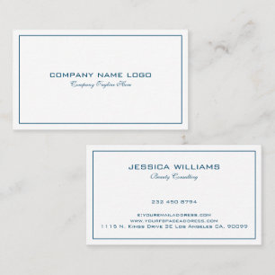 Simple Modern Tin blue Border On White Business Card