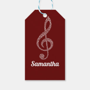 Simple Modern Treble Clef White Notes Illustrated  Gift Tags
