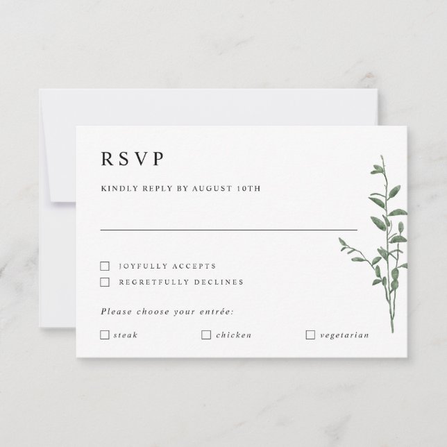 Simple Modern Tree Branch Botanical Wedding RSVP C Card (Front)