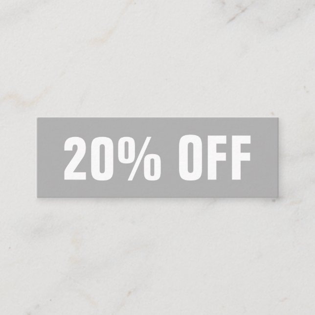 Simple modern trendy grey minimalist discount card (Front)