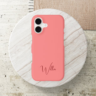 Simple Modern Trendy Pink & Red Elegant Monogram