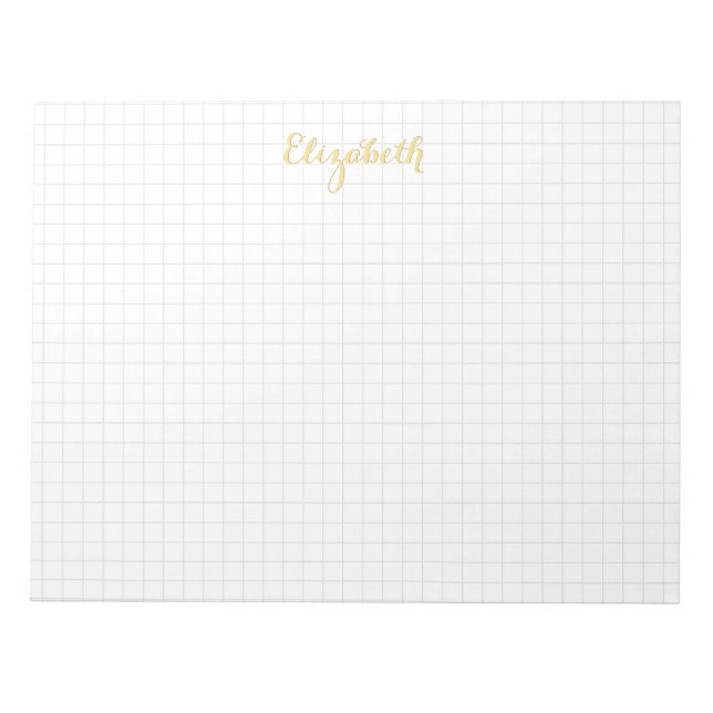 Simple Modern Trendy Stylish Squares Elegant Name Notepad (Front)