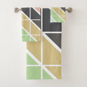 Simple Modern Triangle Pattern in Soft Earth Tones Bath Towel Set