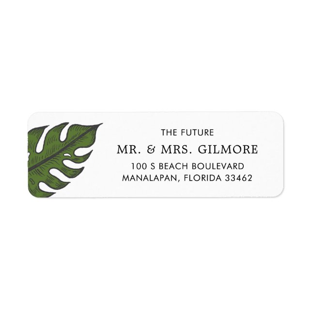 Simple Modern Tropical Wedding Return Address (Front)