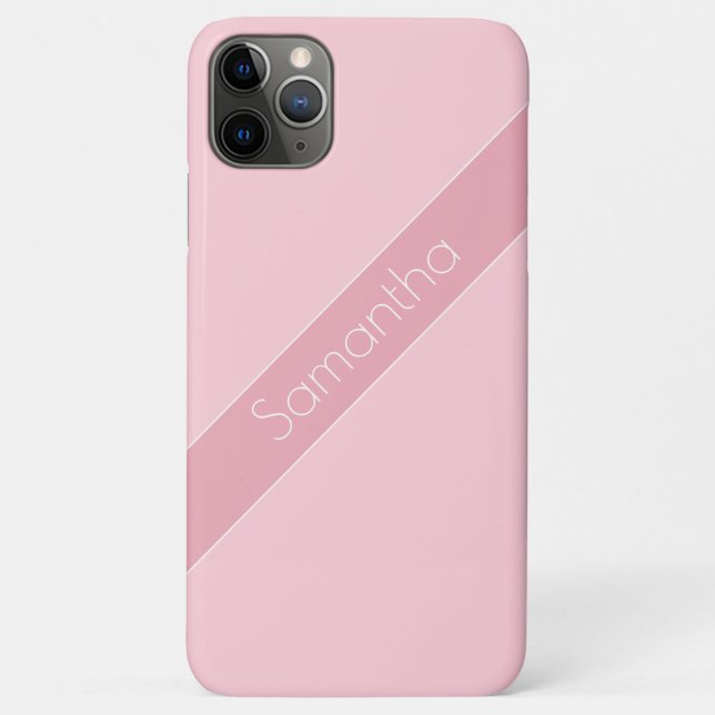 Simple Modern Two-Tone Pale Pink Personalized Name Case-Mate iPhone Case (Back)