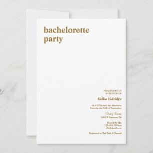 Simple Modern Type Bachelorette Party Invitation