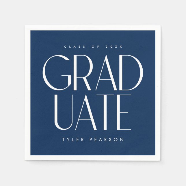 Simple Modern Type Blue Graduation Party Napkin (Front)
