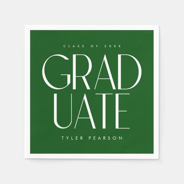 Simple Modern Type Green Graduation Party Napkin (Front)