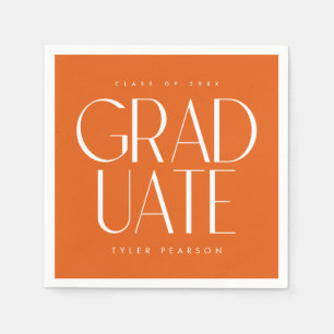 Simple Modern Type Orange Graduation Party Napkin