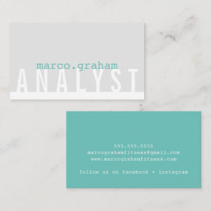 SIMPLE MODERN TYPE plain masculine grey mint green Business Card