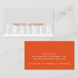 SIMPLE MODERN TYPE plain masculine grey orange Business Card