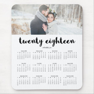 Simple Modern Typography 2018 Photo Calendar Mouse Pad