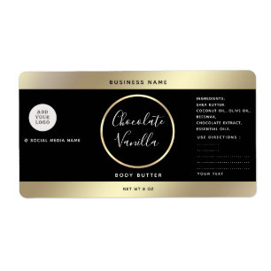 Simple modern typography black gold cosmetics logo