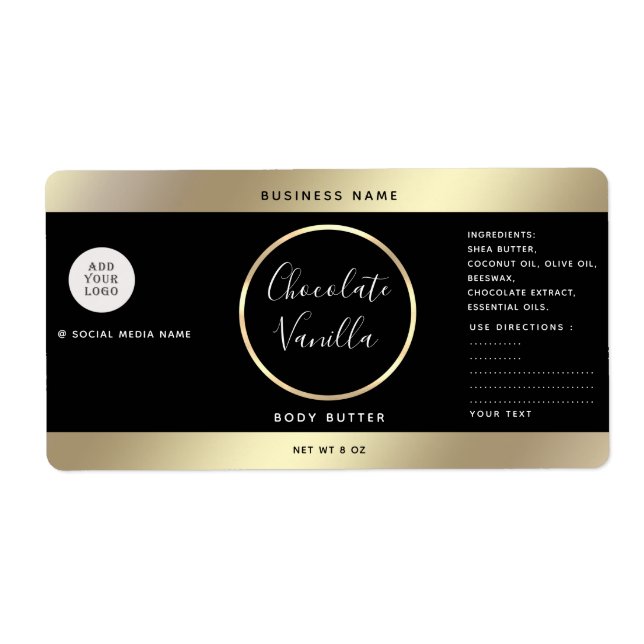 Simple modern typography black gold cosmetics logo (Front)