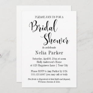 Simple Modern Typography Bridal Shower 4 Invitation