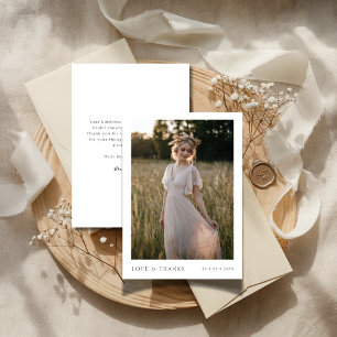 Simple Modern Typography Bridal Shower Photo Thank You Card