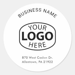 Simple Modern Typography Business Logo Custom Classic Round Sticker
