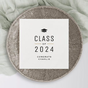 Simple Modern Typography Class of 2024 Graduation Napkin