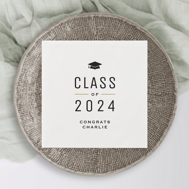 Simple Modern Typography Class of 2024 Graduation Napkin (Simple Modern Typography Class of 2024 Graduation Napkins)