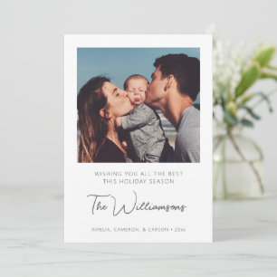 Simple Modern Typography Custom Greeting Photo Holiday Card