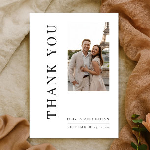 Simple Modern Typography Destination Wedding Photo Thank You Card