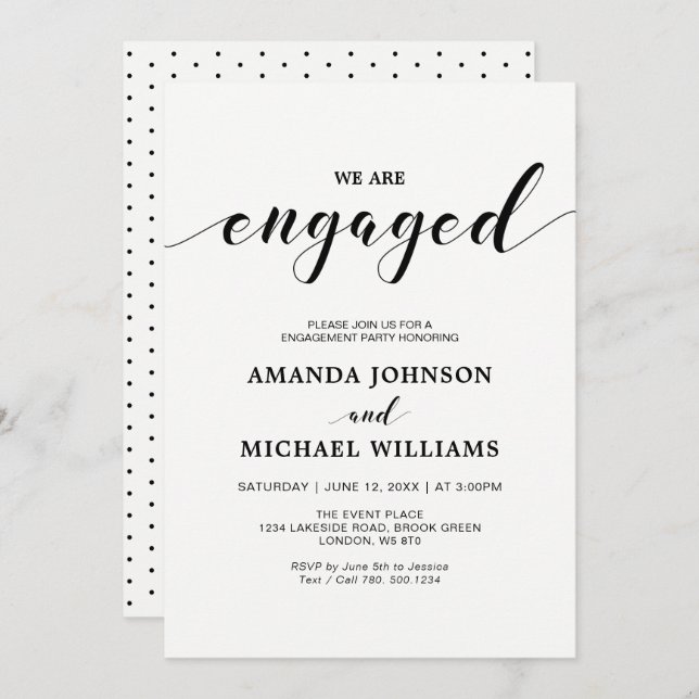 Simple Modern Typography Engagement Party Invitation (Front/Back)