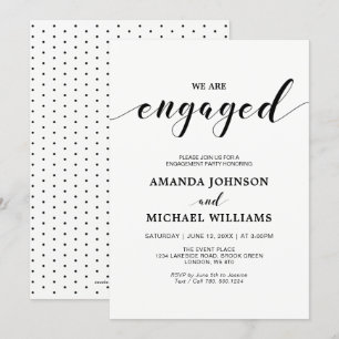 Simple Modern Typography Engagement Party Invitation