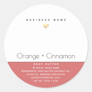 Simple modern  typography gold heart Body butter   Classic Round Sticker