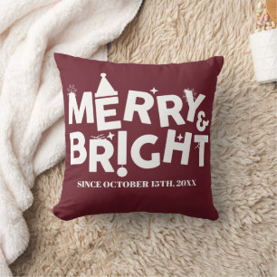 Simple Modern Typography Happy Christmas Party Throw Pillow