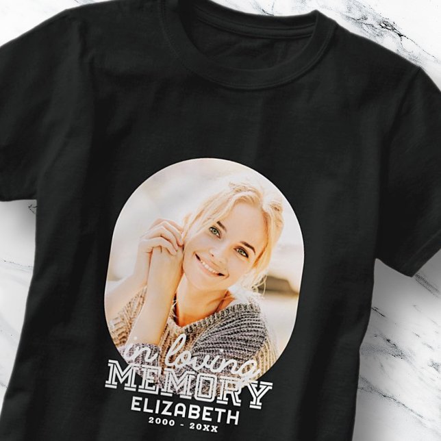 Simple Modern Typography Memorial Custom Photo T-Shirt (Creator Uploaded)