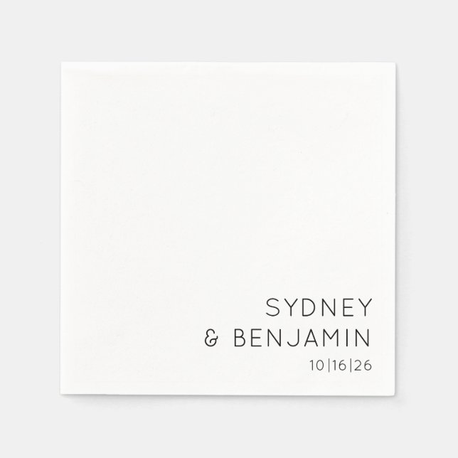 Simple Modern Typography Minimal Custom Wedding Napkin (Front)