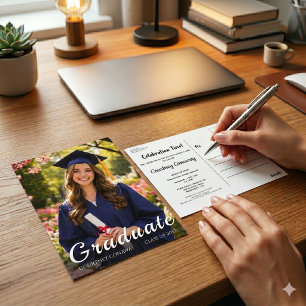 Simple Modern typography Photo Graduation Postcard