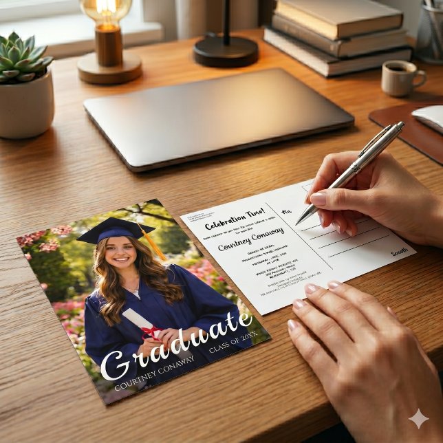 Simple Modern typography Photo Graduation Postcard (Creator Uploaded)