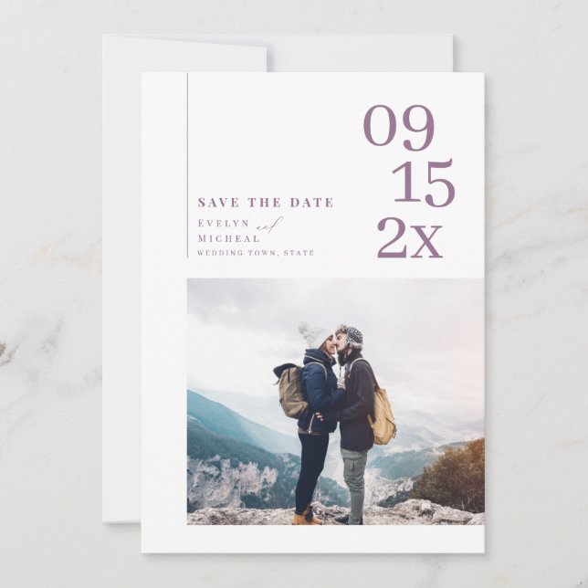Simple modern typography photo save the date (Front)