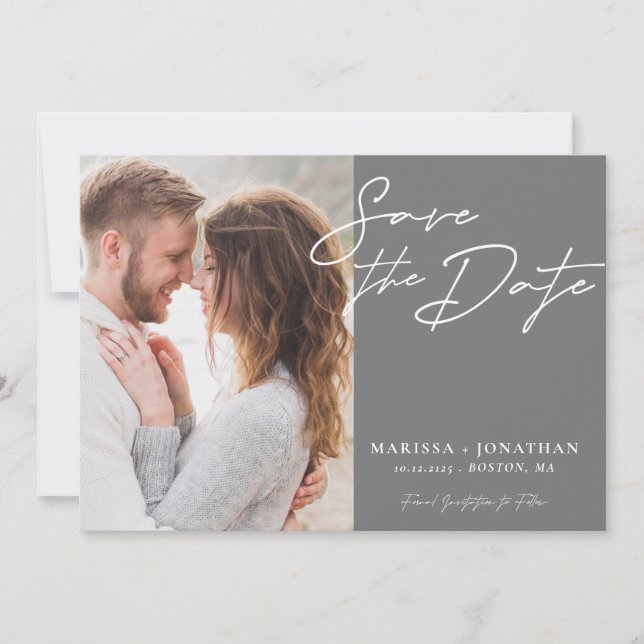 Simple Modern Typography Photo Save The Date (Front)
