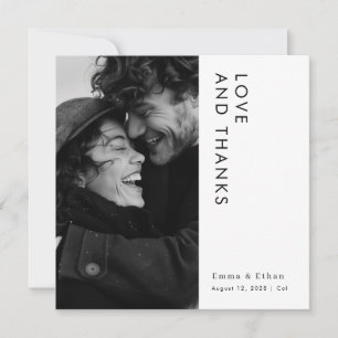 Simple Modern Typography Photo Wedding Thank You Card