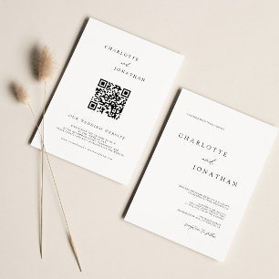 Simple Modern Typography QR Code Wedding Invitation
