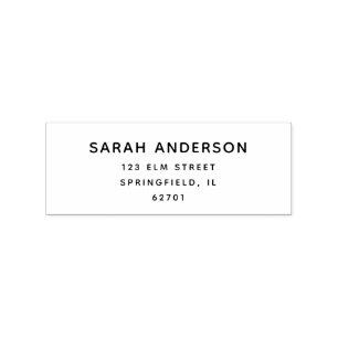 Simple Modern Typography Return Address Rubber Stamp