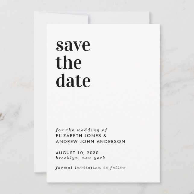 Simple Modern Typography Wedding Save the Date (Front)