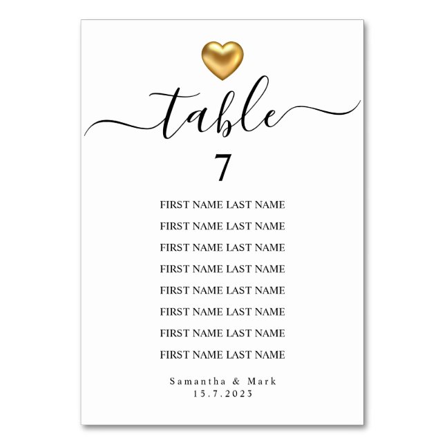 Simple Modern Typography Wedding Table Number (Front)