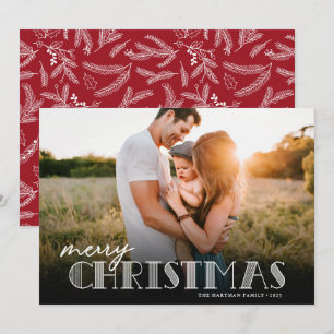 Simple Modern Typography White Christmas Photo Holiday Card